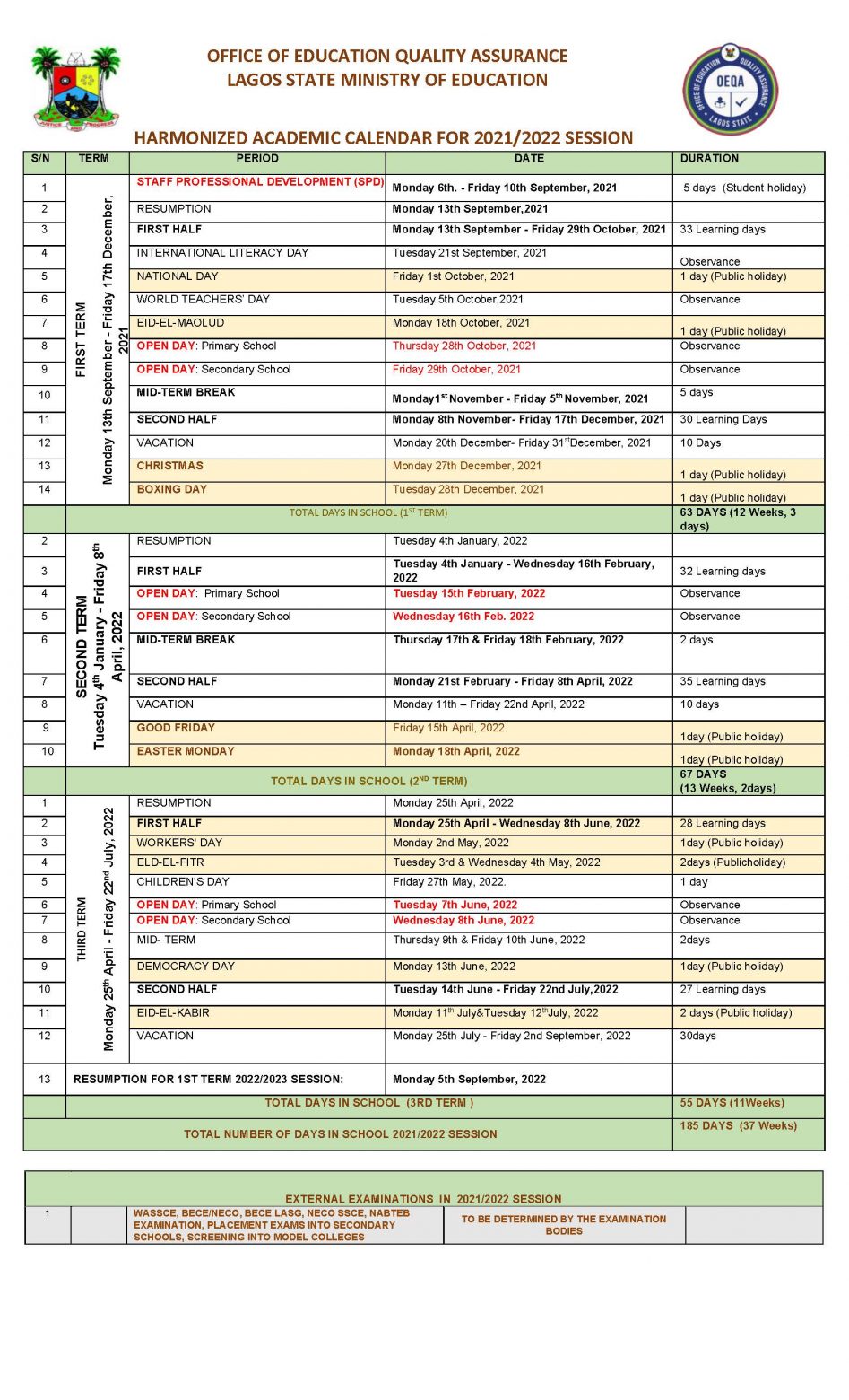 REAL FINAL YEAR 2021 & 2022 ACADEMIC CALENDAR II(6)XX